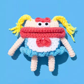 Knit AirPods Case 5″ - Pink, Cute Blonde Girl Theme, Funny Sausage Lips Design